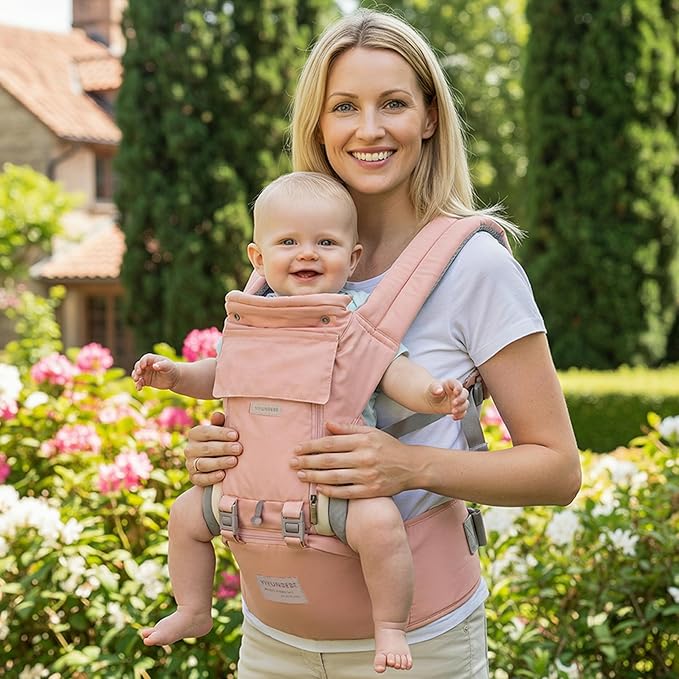 Baby Carrier Newborn to Toddler Baby Carriers with Seat Infant Baby Holder Backpack Baby Carriers Front and Back for Carrying and Hiking (Pink)