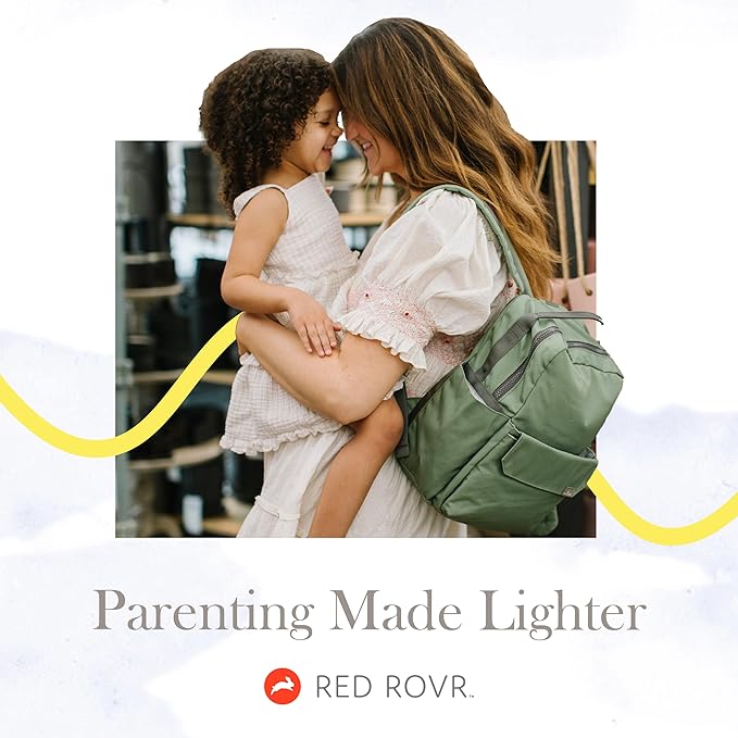 RED ROVR Roo Lightweight 1 LB Diaper Bag Backpack | 11 organizational pockets| Durable & Water-Resistant (Pear Doodle)