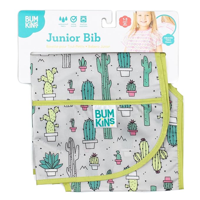 Bumkins Bibs, Baby and Toddler Bibs, Bibs for Girls and Boys, Large for 1-3 Years, Short Sleeve Bib for Kids, Mess Proof Lightweight Waterproof Fabric Bib
