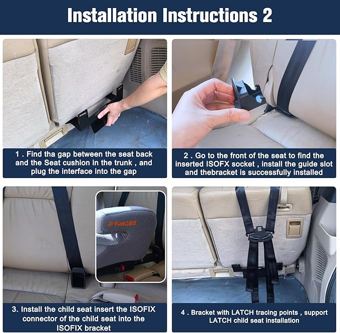 Universal Car Seat Mount Bracket for SUVs MPVs and Off-Road Vehicles, Child Safety Car Seat Latch Anchor Kit for ISOFIX Belt Connector, 321*144*85/95mm Latch Interface Mount Bracket