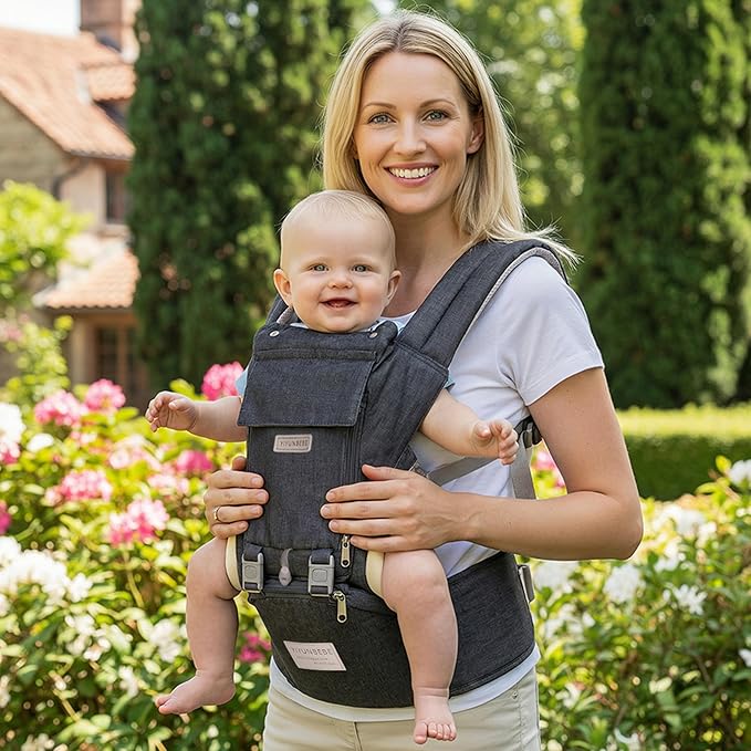 Baby Carrier Newborn to Toddler Baby Carriers with Seat Infant Baby Holder Backpack Baby Carriers Front and Back for Carrying and Hiking (Grey)
