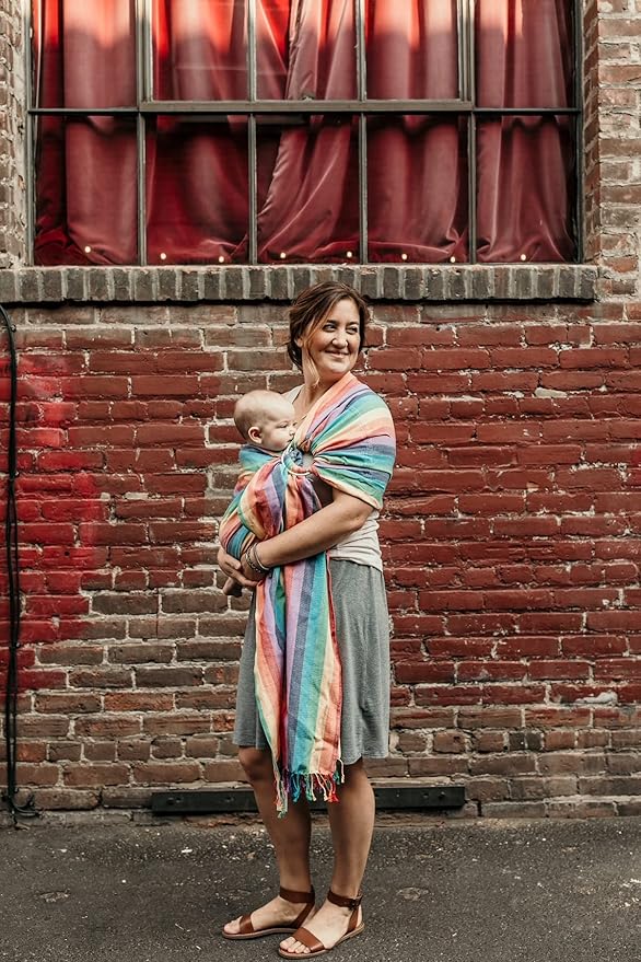 Hip Baby Wrap - Baby Carrier for Infants & Toddlers - Cotton Sling for Nursing, Baby Shower Gifts - Comfortable for Babies 8-35 lbs - Valentine Gifts for Her for Valentines Day - Summer Rainbow