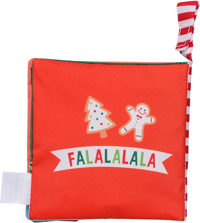 My First Christmas Soft, Crinkle Activity Book with Silicone Teether and Travel Strap, Santa, Green (5 1/2 inch Square)