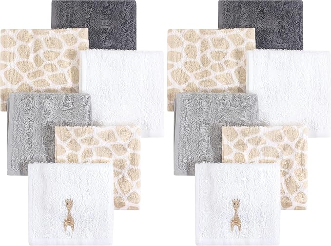 Hudson Baby Unisex Baby Super Soft Cotton Washcloths, Giraffe, One Size (Pack of 2)