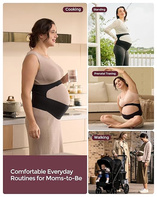 Momcozy Pregnancy Belly Band, CozySupport Ergonest Maternity Belly Band, Invisible Pregnancy Belt for Back, Abdomen, Waist