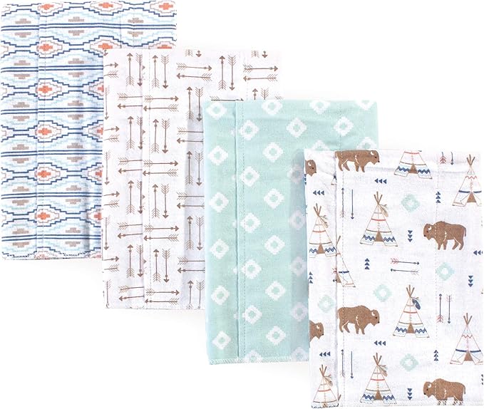 Hudson Baby Cotton Poly Flannel Burp Cloths Multipack, Teepee 8-Pack, One Size
