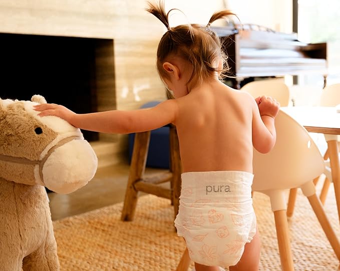 Pura Hypoallergenic Diaper Pants Size 9 (48+ lbs) Overnight, up to 12 Hours Leak Protection, Suitable for Sensitive Skin, Totally Chlorine Free, Soft Organic Cotton, 1 Pack of 15 Pull Up Pants