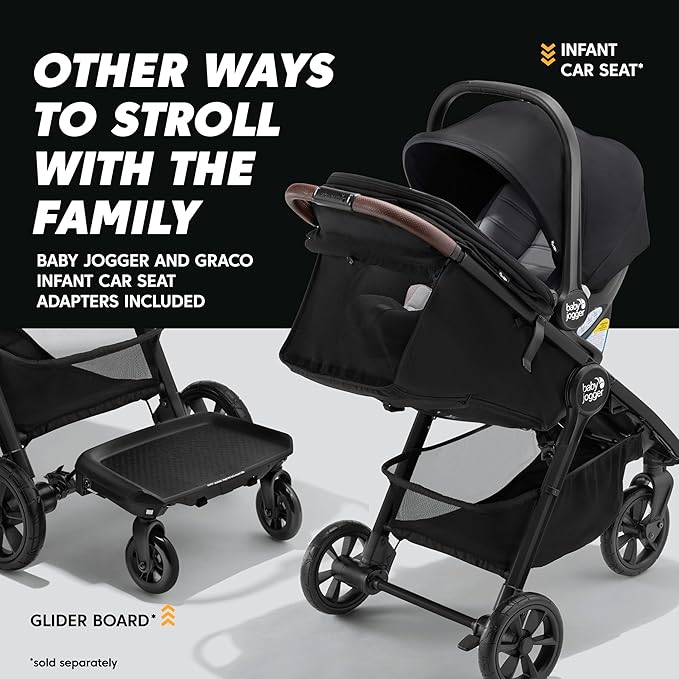 Baby Jogger City Mini GT3 All Terrain Stroller with Forever Air Rubber Tires and All Wheel Suspension with Magnetic Buckle and No-Rethread Harness, Height-Adjustable Handlebar, and Foot Brake