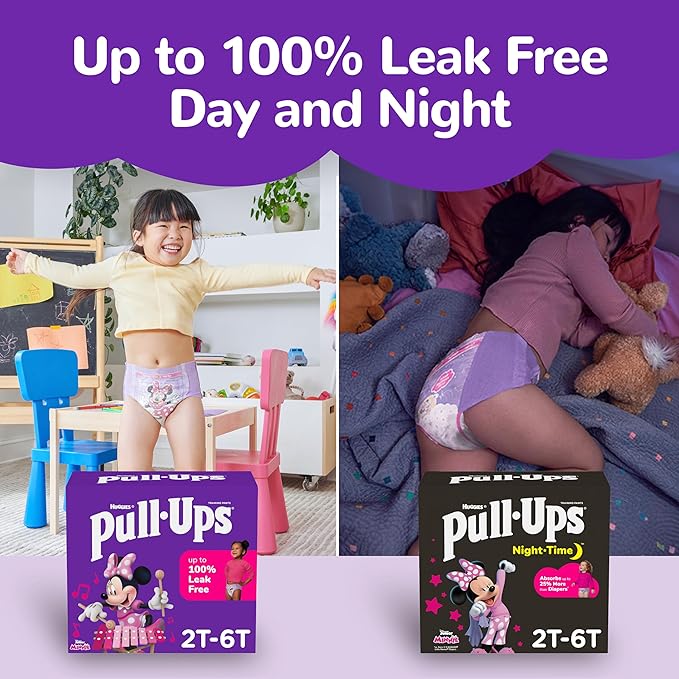 Pull-Ups Girls' Night-Time Potty Training Pants, Size 5T-6T Overnight Training Underwear (46-60 lbs), 44 Ct