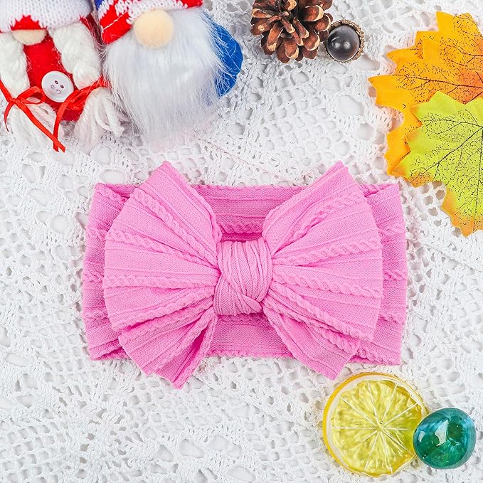 LemonSpace Handmade Baby Girls Bows Soft Stretchy Nylon Hair Bands Hair Accessories Baby headbands with Bows for Newborn Baby Girls Infant Toddlers Kids(Pink