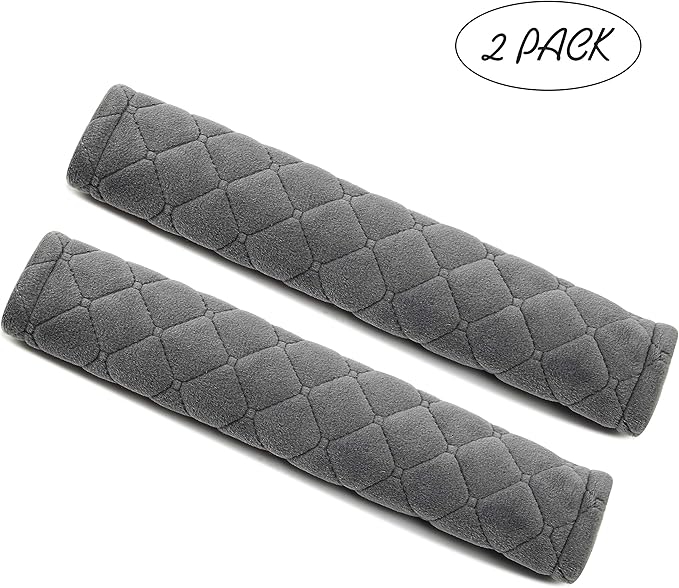 Amooca Soft Auto Seat Belt Cover Seatbelt Shoulder Pad Cushions 2 PCS for a More Comfortable Driving Universal Fit for All Cars and Backpack Dark Gray