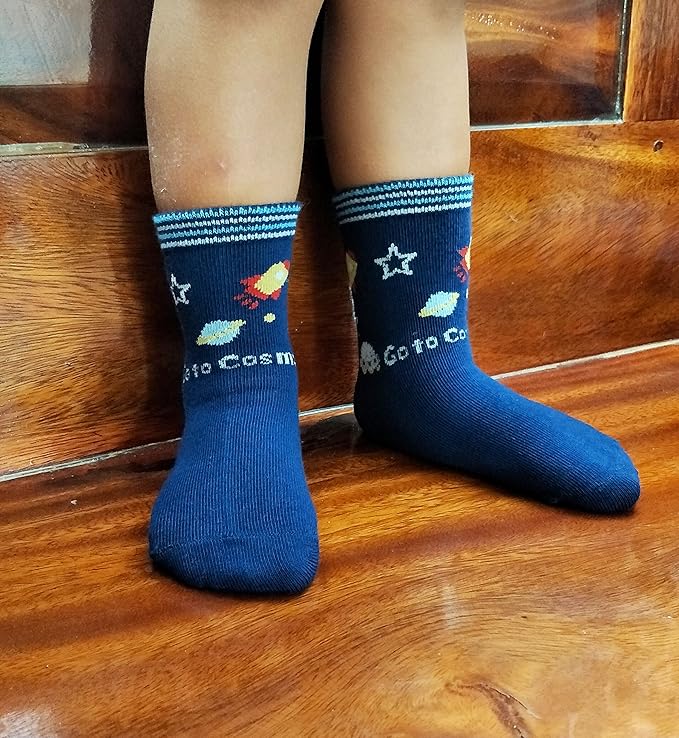 RATIVE Non Skid Anti Slip Crew Socks With Grips for Baby Infant Toddlers Kids Boys
