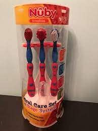 Nuby 4 Stage Oral Care Set System (Red/Blue)
