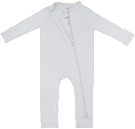 KYTE BABY Soft Bamboo Rayon Rompers, Zipper Closure, 0-24 Months (Newborn, Storm)