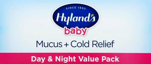 Hyland's Baby Mucus and Cold Relief, Day & Night Value, Infant and Baby Cold Medicine, Decongestant & Cough Relief, 4 Fl Oz, (Pack of 4)