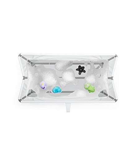 Stokke Flexi Bath Portable X-Large Baby Bathtub with Heat-Sensitive Plug, White Grey