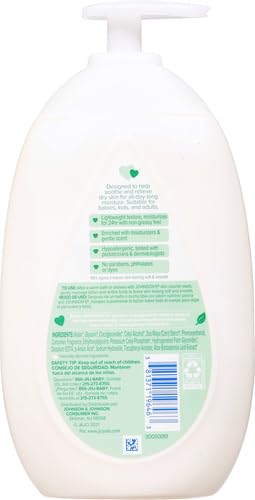 Johnson's Skin Nourish Moisturizing Baby Lotion with Aloe Vera Scent & Vitamin E, Gentle & Lightweight Body Lotion for The Whole Family, Hypoallergenic, Dye-Free, 16.9 fl. oz (Pack of 2)