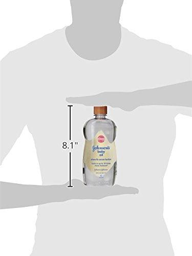 Johnson's Baby Oil, Mineral Oil Enriched with Shea & Cocoa Butter to Prevent Moisture Loss, Hypoallergenic, 20 fl. oz (Pack of 2)