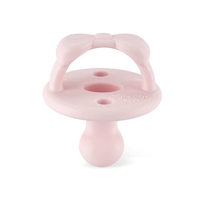 Itzy Ritzy Silicone Orthodontic Pacifiers - Itzy Soother Pacifiers with Collapsible Handle & Two Air Holes for Added Safety, Baby Pacifier For Ages 6-18 Months (Ballet Slipper & Primrose)