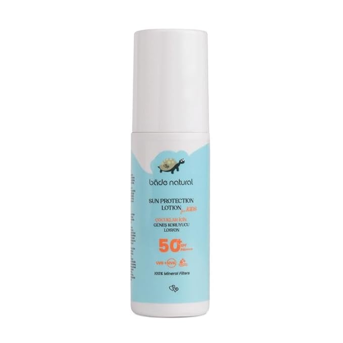 Bade Natural Kids Mineral Sunscreen Lotion SPF 50+ – 100% Natural Zinc Oxide Broad Spectrum Sun Protection for Babies & Children, Water-Resistant & Gentle Formula, 3.4 fl oz