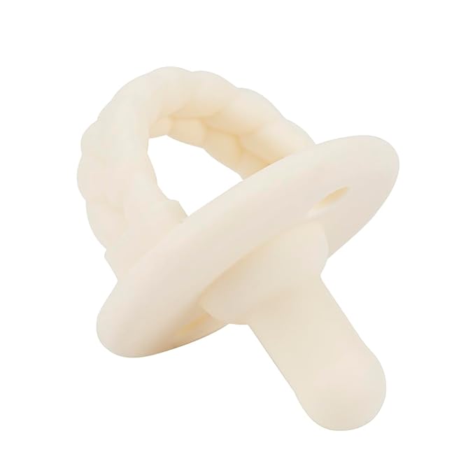 Itzy Ritzy Silicone Pacifiers for Ages 6-18 Months - Itzy Soother Pacifiers Feature Collapsible Handle & Two Air Holes for Added Safety; Set of 2 in Buttercream & Toast