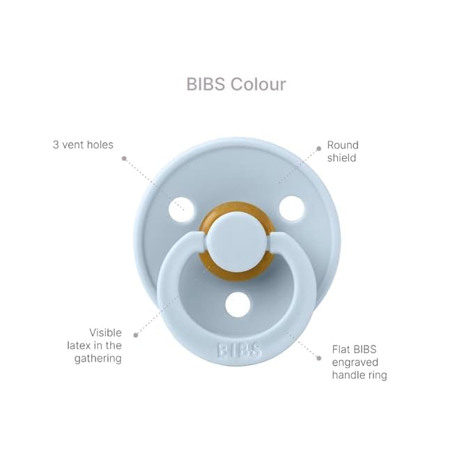 BIBS Colour Pacifier with Symmetrical Nipple| Natural Rubber Baby Pacifier | Set of 4 BPA-Free Soothers | Made in Denmark | Cloud Mix | Size 6-18 Months