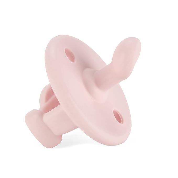 Itzy Ritzy Silicone Orthodontic Pacifiers - Itzy Soother Pacifiers with Collapsible Handle & Two Air Holes for Added Safety, Baby Pacifier For Ages 6-18 Months (Ballet Slipper & Primrose)