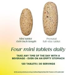 MegaFood Baby & Me 2 Prenatal Multi Minis - Prenatal Vitamins for Women with Choline & Methyl Folate - Gluten-Free, Vegetarian, Pre Natal Multivitamin for Women – 120 Minis Tablets, 30 Servings