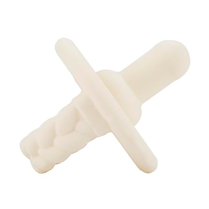 Itzy Ritzy Silicone Pacifiers for Ages 6-18 Months - Itzy Soother Pacifiers Feature Collapsible Handle & Two Air Holes for Added Safety; Set of 2 in Buttercream & Toast