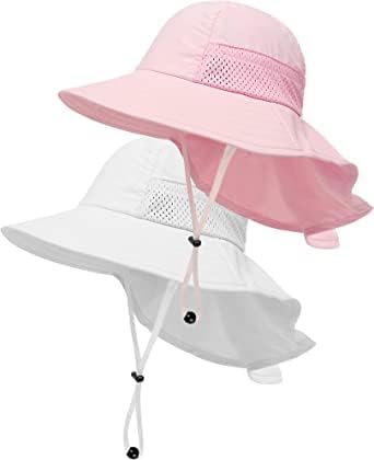 Baby Sun Hat UPF 50+ Toddler Wide Brim Beach Hats for Boys Girls 0-6 Years