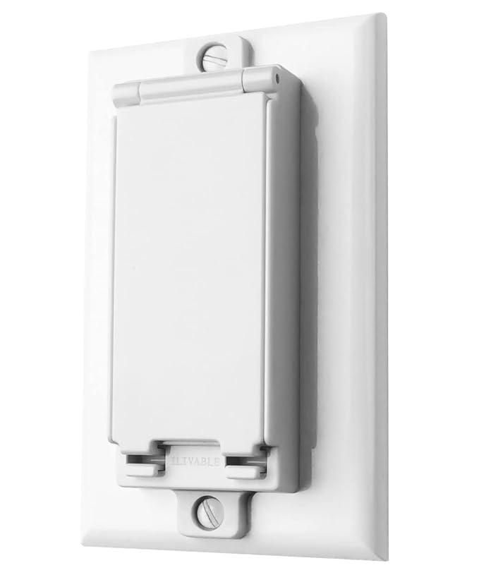 Rocker Light Switch Guard, ILIVABLE Child Proof Switch Plate Cover Prevents Kids or Accidental Turned On/Off Switch While Allowing Access (White, 1 Pack)