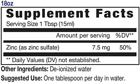 Eidon Ionic Minerals Liquid Zinc Concentrate - Ionic Zinc Sulfate Supplement Drops for Men, Women, & Kids, Support Immune System, Hair and Skin, Liver and Kidney Health - 18 oz