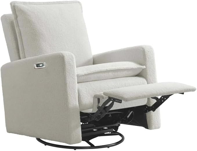 Oxford Baby Uptown Power Recliner/Glider, Boucle White