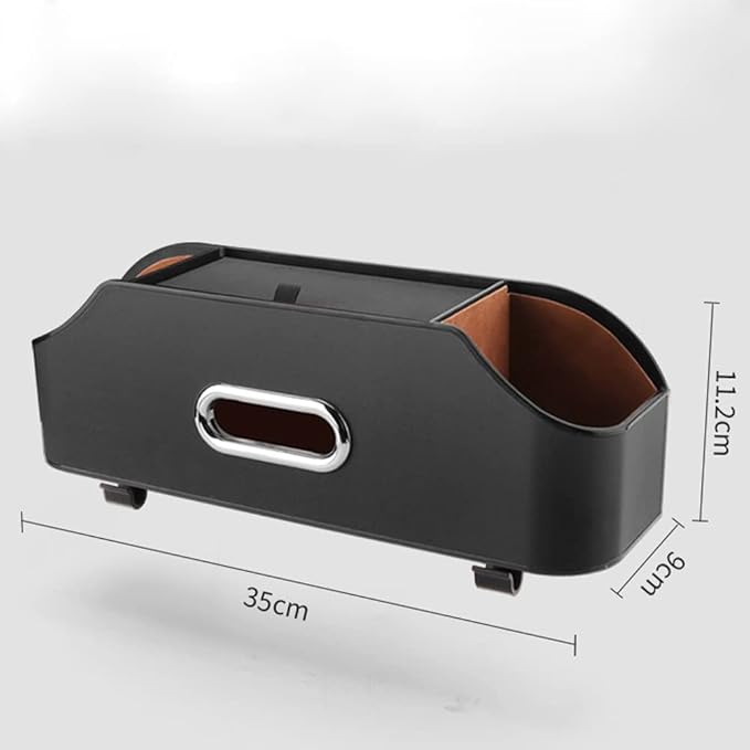 New car headrest Rear seat Multifunctional Storage Box, partition Design, with Cup Holder, Tissue Box, headrest Hook, Suitable for Children and Adults, car Travel Accessories (Black)
