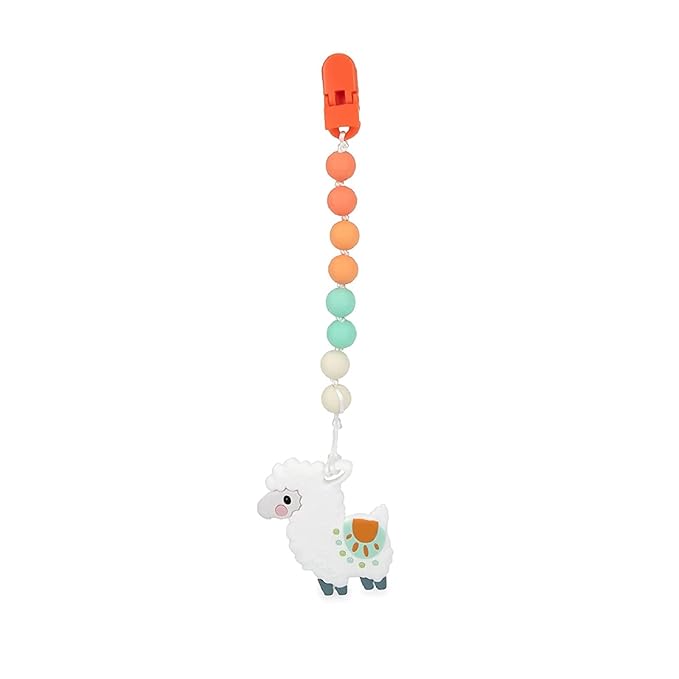 Nuby All Silicone Teether with Bonus Silicone Pacifinder with Clip - 3+ Months, 1pk,Llama