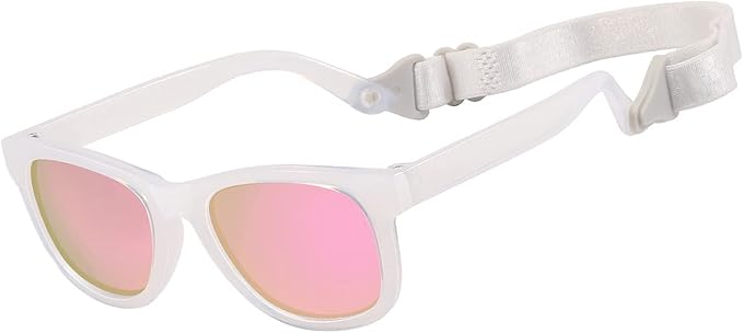 MAXJULI Baby Infant Sunglasses Safe, Soft, With Adjustable Strap 0-24 Months BPA Free 7002