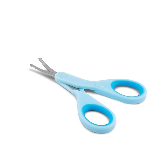 Chicco Nail Scissors for Babies and Children, Stainless Steel Baby Scissors with Curved Blades and Rounded Tips, Protective Case, Non-Slip Rubber Handle, Baby Accessories for Newborns from 0 Months