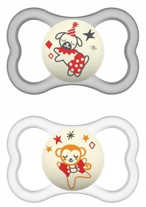 MAM Air Night & Day Baby Pacifier, for Sensitive Skin, Glows in The Dark, 2 Pack, 6-16 Months, Neutral