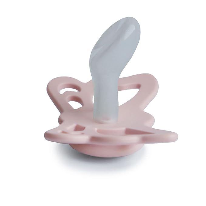 FRIGG Butterfly Anatomical SilkySoft Silicone Baby Pacifier | Made in Denmark | BPA-Free (Blush/Cedar, 6-18 Months)