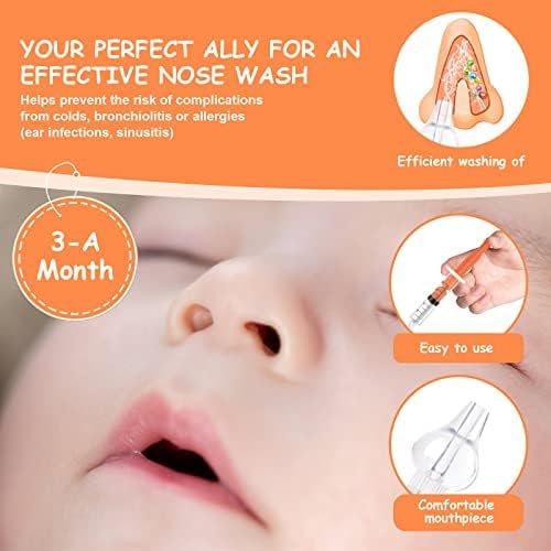 Vicloon Baby Nasal Irrigator, 6PCS Nasal Syringe for Baby, Syringe Nasal Irrigator with Cleanable and Reusable Silicone Nasal Suction Tip forIrrigation, Nasal Spray, Nasal Hygiene（Color）