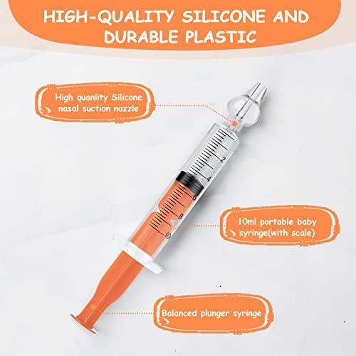 Vicloon Baby Nasal Irrigator, 6PCS Nasal Syringe for Baby, Syringe Nasal Irrigator with Cleanable and Reusable Silicone Nasal Suction Tip forIrrigation, Nasal Spray, Nasal Hygiene（Color）