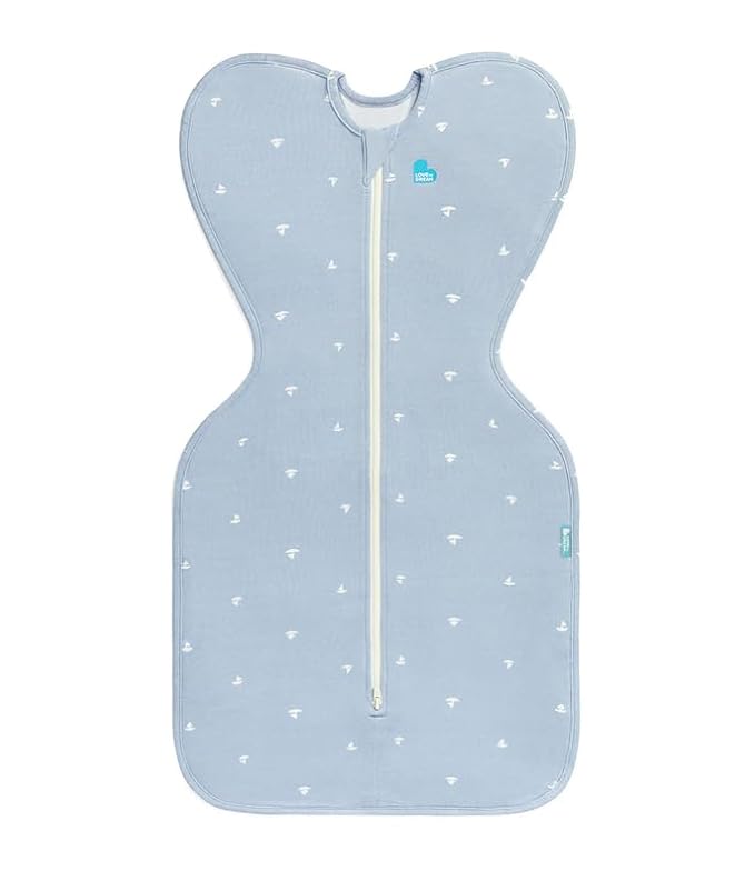 Love to Dream Swaddle Up Viscose from Bamboo, Arms Up Position, Soft and Sustainable Bamboo Fabric, Versatile Wearable Blanket, 1.0 TOG (20-24°C) Ideal for Moderate Temps, Boats Mist, Small 8-13 lbs