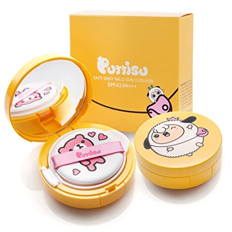 Puttisu Safe Baby Mild Sun Cushion SPF50 PA+++ UVB& UVA Protection Physical Sunscreen for Baby and Kids (0.53 0unce (Pack of 3)