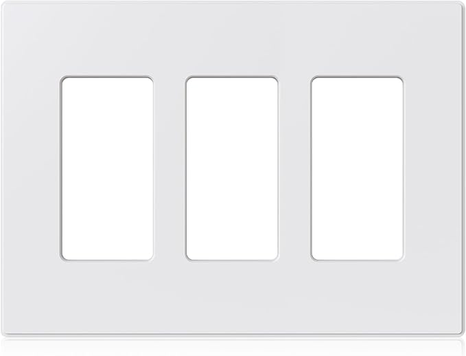 ELEGRP 3-Gang Screwless Decorative Wall Plates, Mid-Size Unbreakable Thermoplastic Faceplate Cover for Decorator Receptacle Outlet Switch, UL Listed (1 Pack, Matte White)