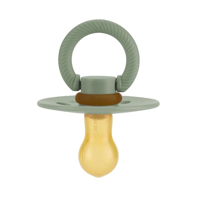 Itzy Ritzy Natural Rubber Newborn Pacifiers (Set of 2) – Baby Pacifiers with Cherry-Shaped Nipple & Large Air Holes for Added Safety; Set of 2 Binkies in Succulent & Agave (Ages 0 – 6 Months)