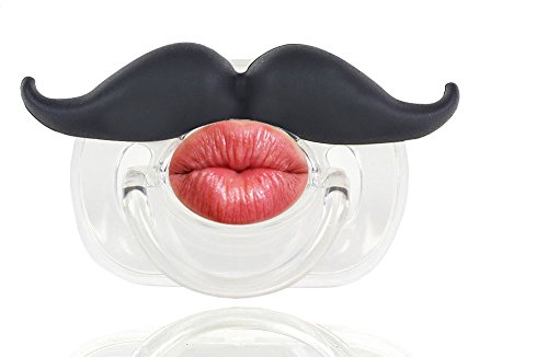 Funny Baby Pacifier Cute Kissable Mustache Pacifier For Babies and Toddlers Unisex - BPA Free Latex Free made With High Quality Silicone - Barber Black - By BabyStache