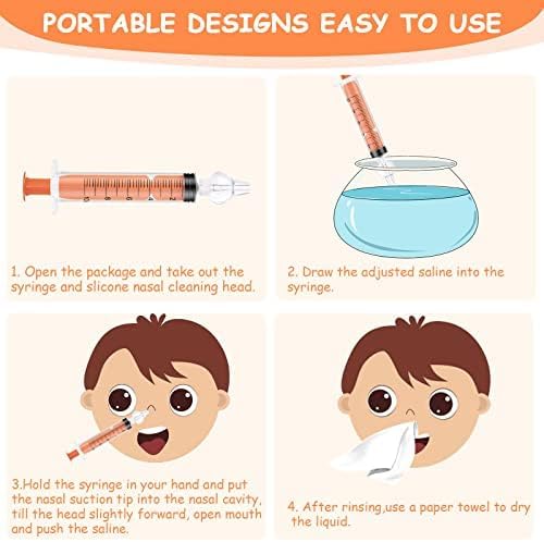 Vicloon Baby Nasal Irrigator, 6PCS Nasal Syringe for Baby, Syringe Nasal Irrigator with Cleanable and Reusable Silicone Nasal Suction Tip forIrrigation, Nasal Spray, Nasal Hygiene（Color）
