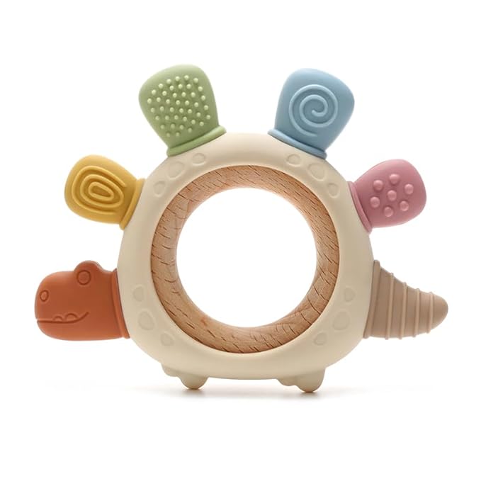 Boobaby Dinosaur Silicone Teether for Babies 0-12 Months – BPA & Phthalate Free | 100% Food-Grade Silicone | Easy-Grip Baby Teething Toy in Dinosaur Shape | Safe Newborn & Infant Gift