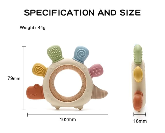Boobaby Dinosaur Silicone Teether for Babies 0-12 Months – BPA & Phthalate Free | 100% Food-Grade Silicone | Easy-Grip Baby Teething Toy in Dinosaur Shape | Safe Newborn & Infant Gift