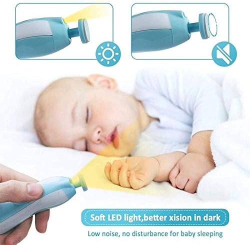 Baby Electric Nail File, 8 in 1 Safe Baby Nail Trimmer, Baby Nail Clippers with 6 Grinding Heads and Light, Baby Nail Care Kit for All Ages